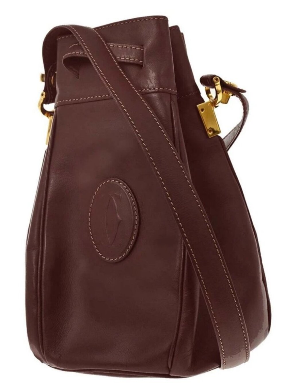Cartier Bordeaux Leather Must de Cartier Drawstring Shoulder Bag B502475 179208